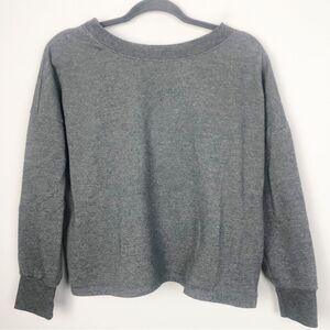 HAUTE MONDE | Gray Pullover Sweatshirt Lace Up Tie Back Women’s Size Medium